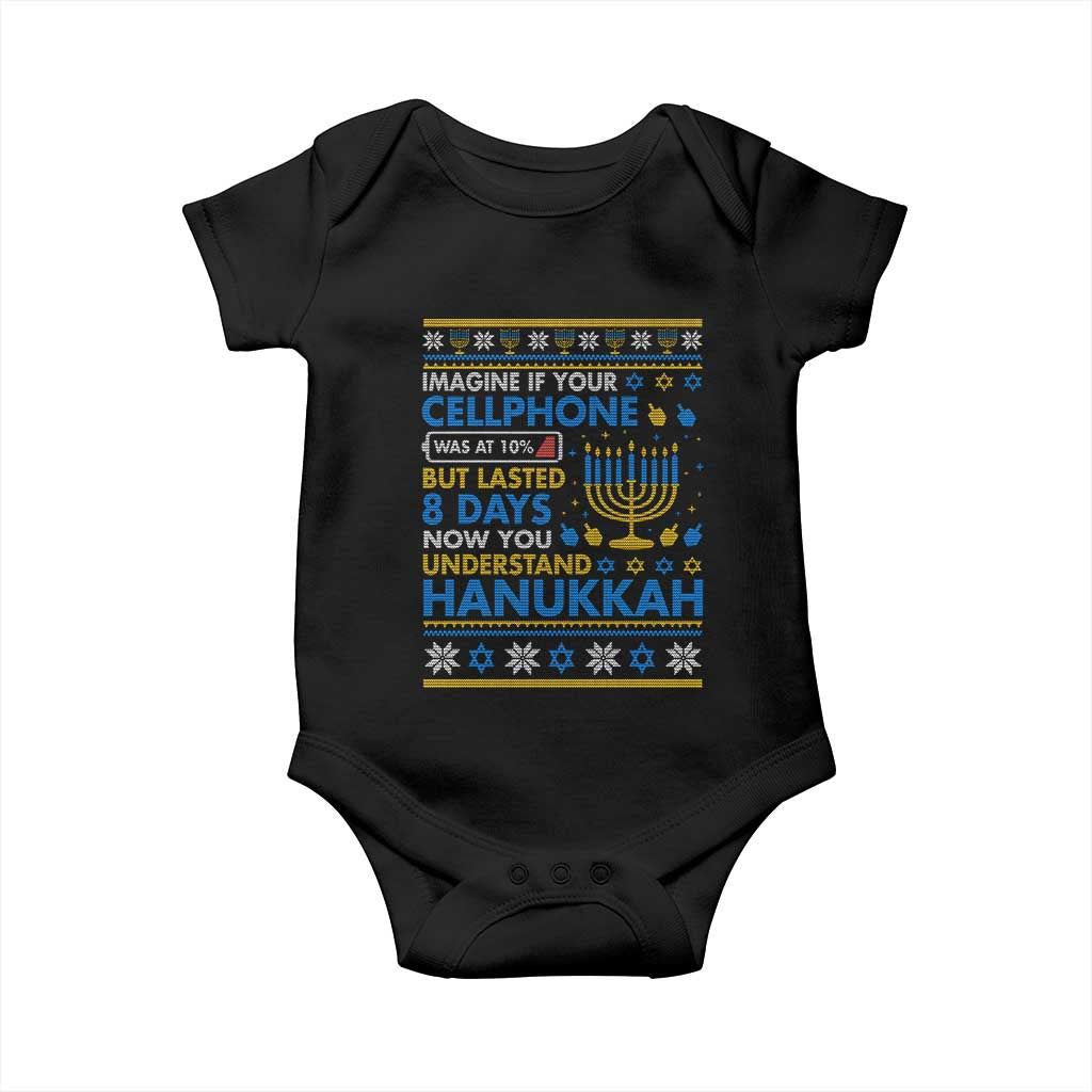 Funny Ugly Hanukkah Baby Onesie Imagine Your Cellphone Chanukah Jewish TS10 Black Print Your Wear