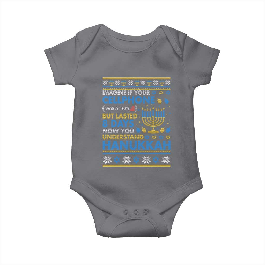 Funny Ugly Hanukkah Baby Onesie Imagine Your Cellphone Chanukah Jewish TS10 Charcoal Print Your Wear
