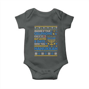 Funny Ugly Hanukkah Baby Onesie Imagine Your Cellphone Chanukah Jewish TS10 Dark Heather Print Your Wear