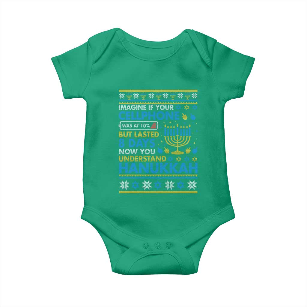 Funny Ugly Hanukkah Baby Onesie Imagine Your Cellphone Chanukah Jewish TS10 Irish Green Print Your Wear
