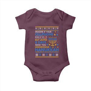 Funny Ugly Hanukkah Baby Onesie Imagine Your Cellphone Chanukah Jewish TS10 Maroon Print Your Wear