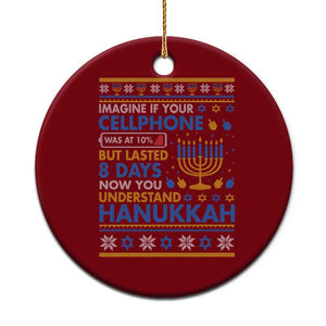 Funny Ugly Hanukkah Ceramic Ornament Imagine Your Cellphone Chanukah Jewish TS10 1pc Red Print Your Wear