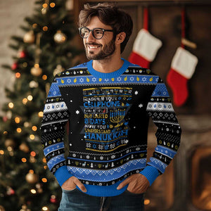 Funny Ugly Hanukkah Hanukkah Ugly Sweater Imagine Your Cellphone Chanukah Jewish TS10 Black Blue Print Your Wear