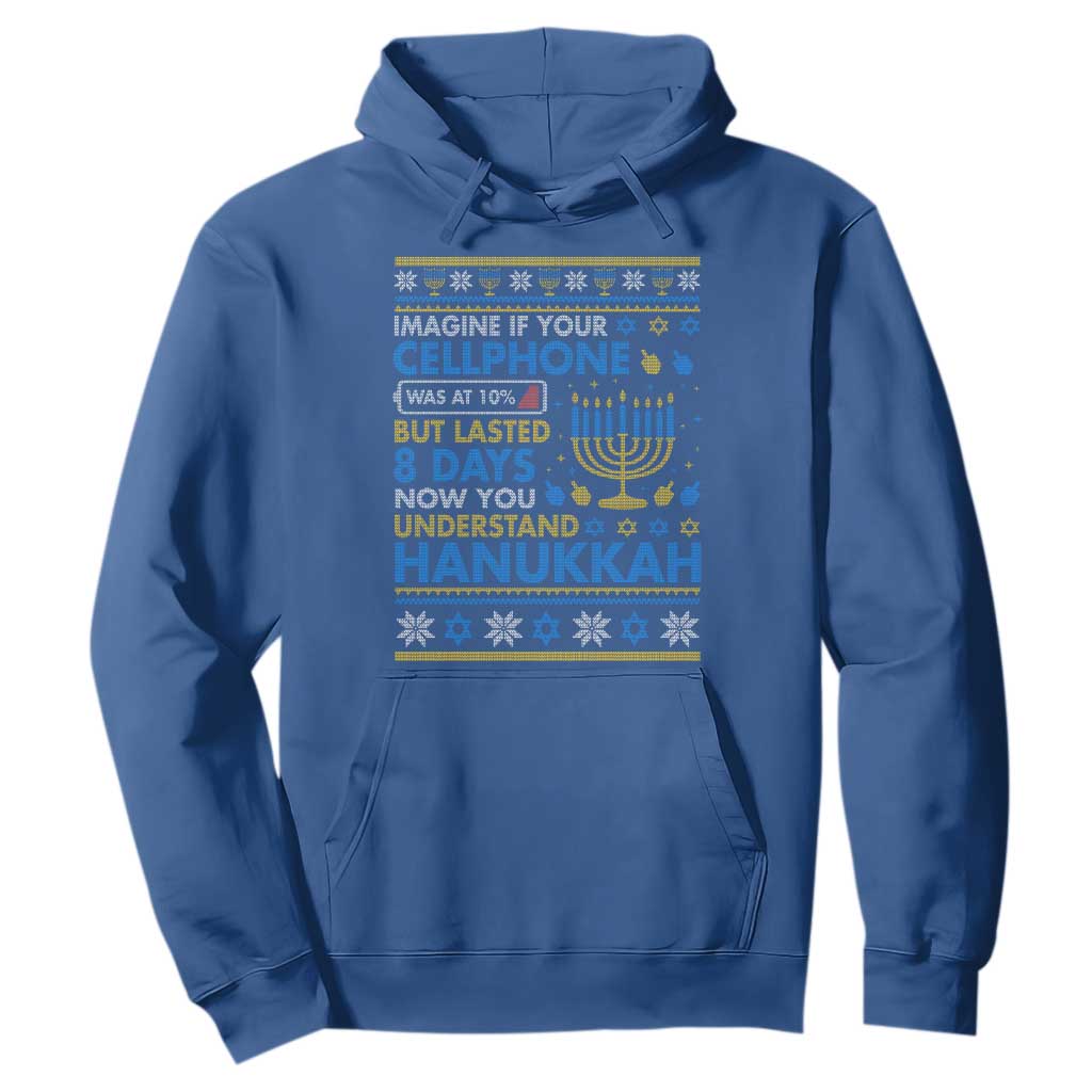 Funny Ugly Hanukkah Hoodie Imagine Your Cellphone Chanukah Jewish TS10 Royal Blue Print Your Wear
