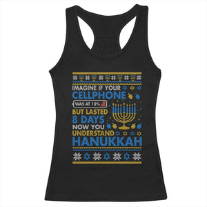 Funny Ugly Hanukkah Racerback Tank Top Imagine Your Cellphone Chanukah Jewish TS10 Black Print Your Wear