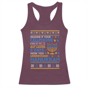 Funny Ugly Hanukkah Racerback Tank Top Imagine Your Cellphone Chanukah Jewish TS10 Maroon Print Your Wear