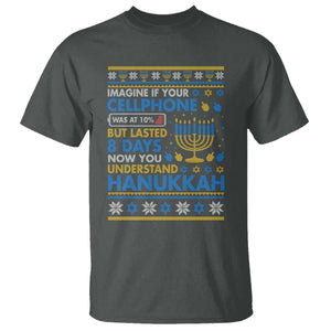 Funny Ugly Hanukkah T Shirt Imagine Your Cellphone Chanukah Jewish TS10 Dark Heather Print Your Wear