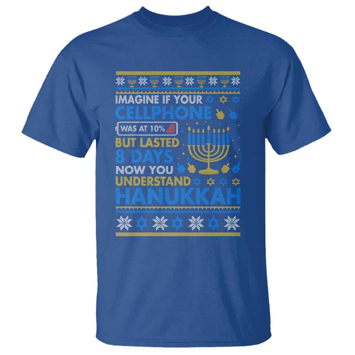 Funny Ugly Hanukkah T Shirt Imagine Your Cellphone Chanukah Jewish TS10 Royal Blue Print Your Wear