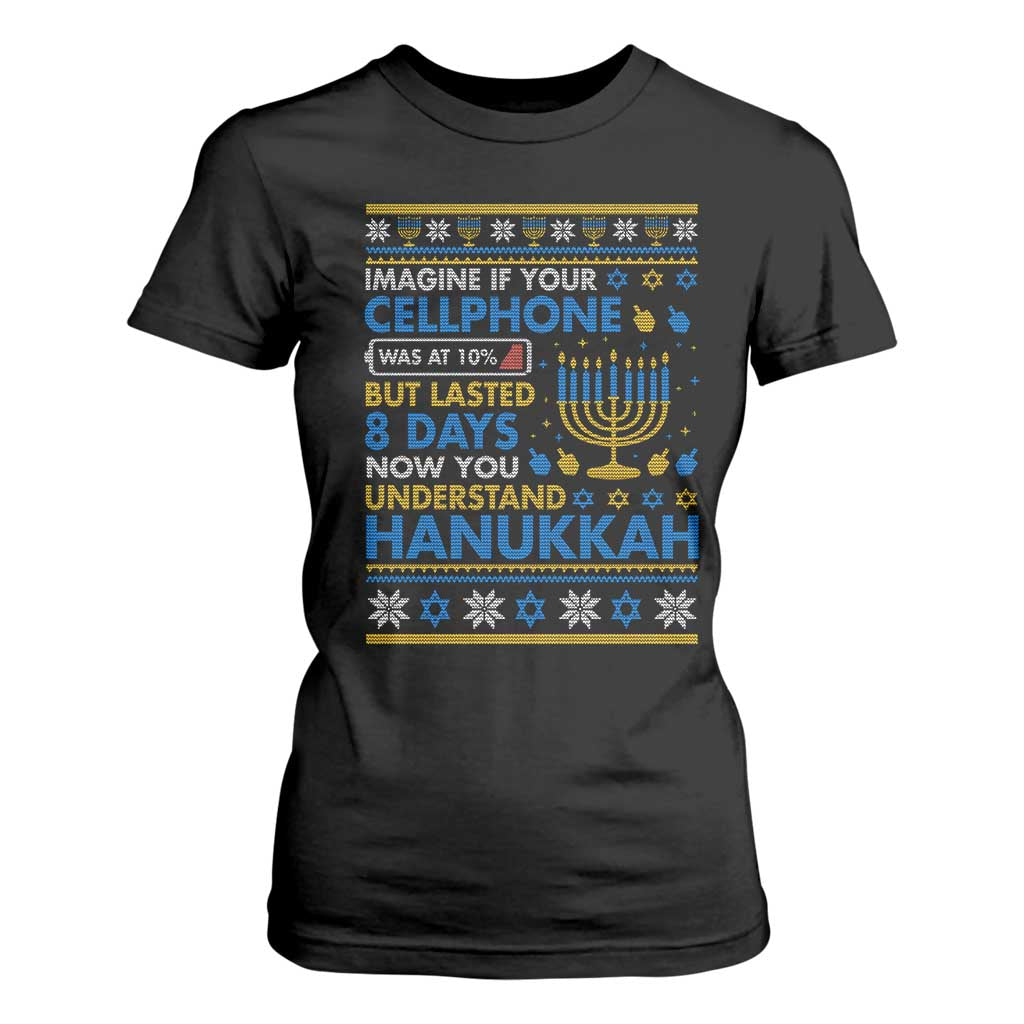 Funny Ugly Hanukkah T Shirt For Women Imagine Your Cellphone Chanukah Jewish TS10 Black Print Your Wear