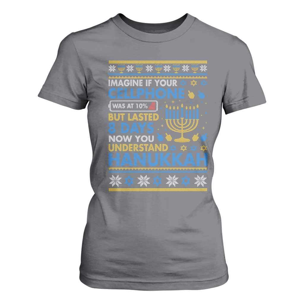Funny Ugly Hanukkah T Shirt For Women Imagine Your Cellphone Chanukah Jewish TS10 Charcoal Print Your Wear
