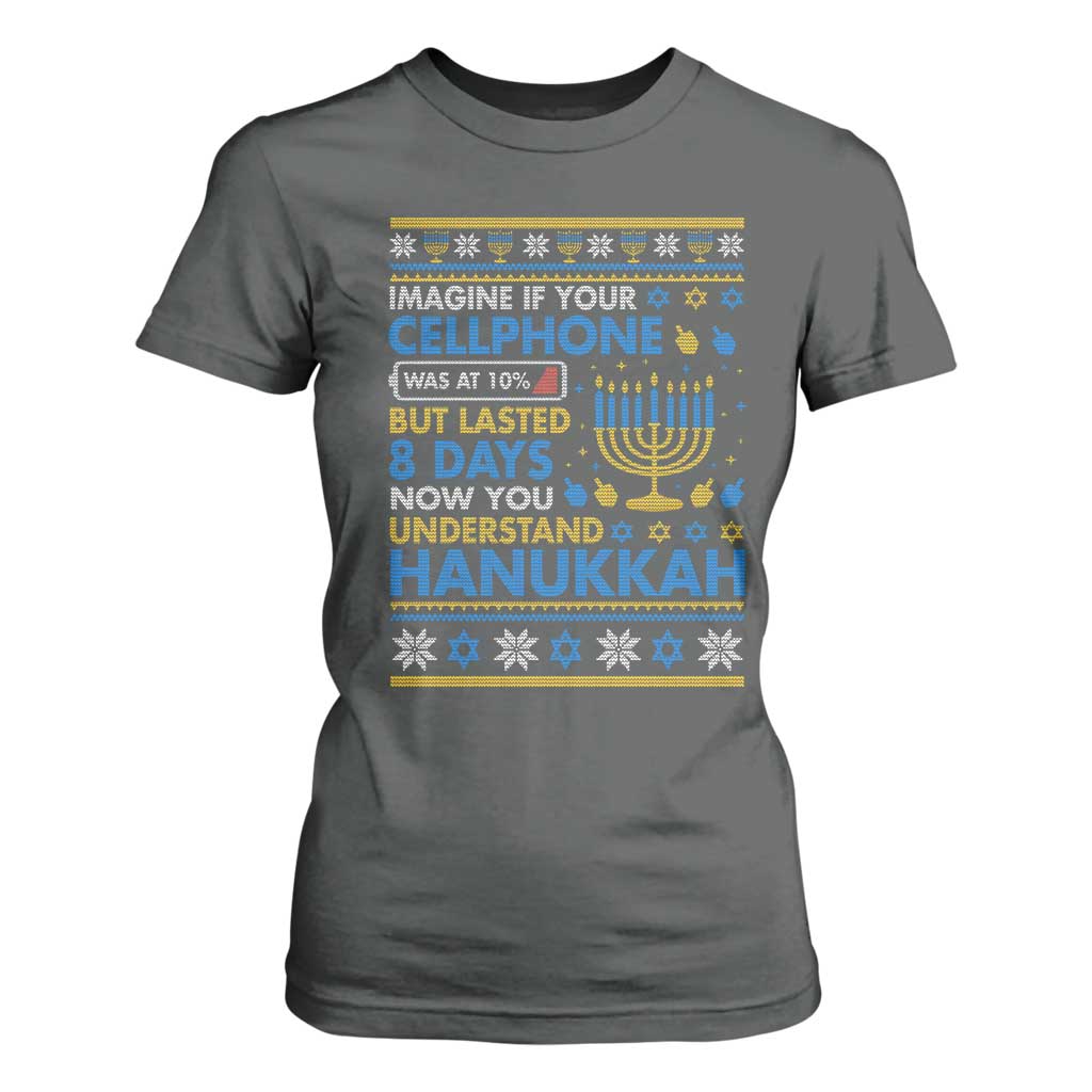 Funny Ugly Hanukkah T Shirt For Women Imagine Your Cellphone Chanukah Jewish TS10 Dark Heather Print Your Wear