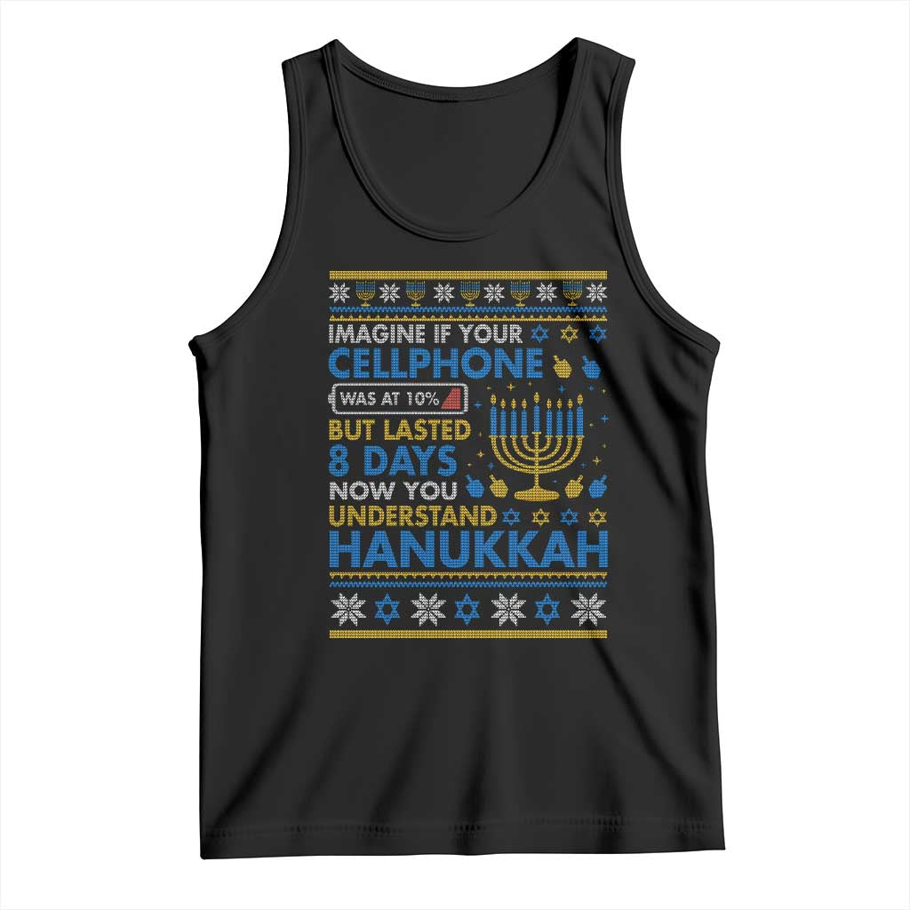 Funny Ugly Hanukkah Tank Top Imagine Your Cellphone Chanukah Jewish TS10 Black Print Your Wear