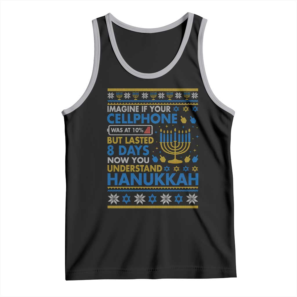 Funny Ugly Hanukkah Tank Top Imagine Your Cellphone Chanukah Jewish TS10 Black Athletic Heather Print Your Wear