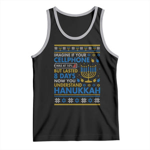 Funny Ugly Hanukkah Tank Top Imagine Your Cellphone Chanukah Jewish TS10 Black Athletic Heather Print Your Wear