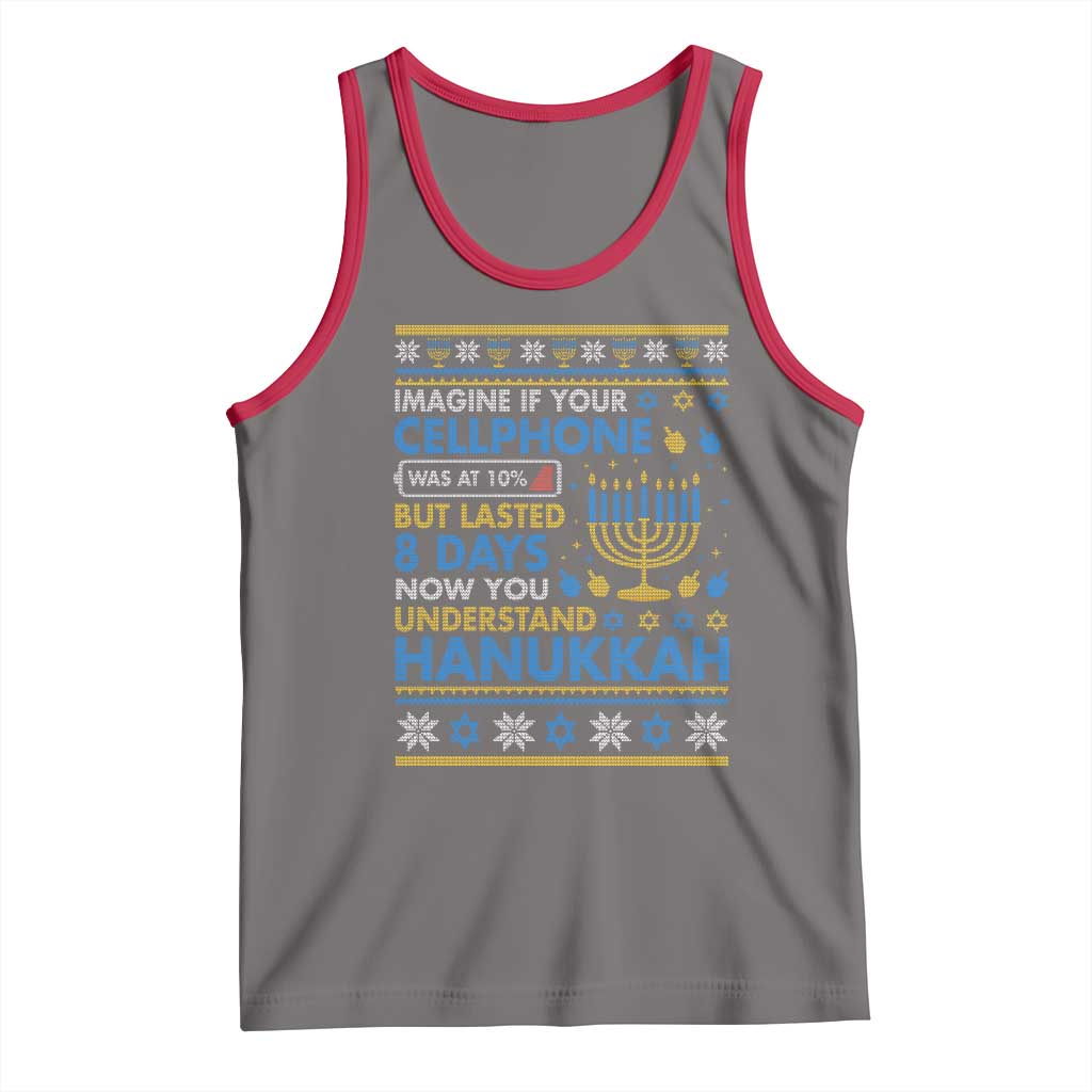 Funny Ugly Hanukkah Tank Top Imagine Your Cellphone Chanukah Jewish TS10 Deep Heather Red Print Your Wear