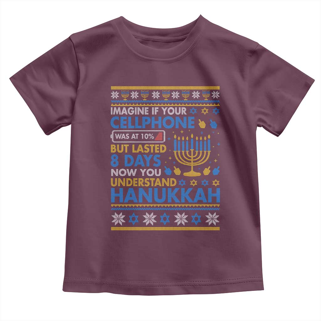 Funny Ugly Hanukkah Toddler T Shirt Imagine Your Cellphone Chanukah Jewish TS10 Maroon Print Your Wear