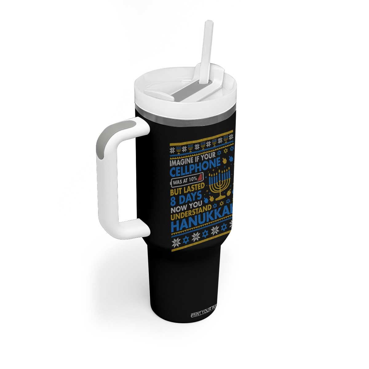 Funny Ugly Hanukkah Tumbler With Handle Imagine Your Cellphone Chanukah Jewish TS10 Print Your Wear