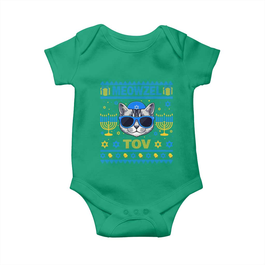 Cat Hanukkah Baby Onesie Meowzel Tov Jewish Cat Owner Ugly Chanukah TS10 Irish Green Print Your Wear