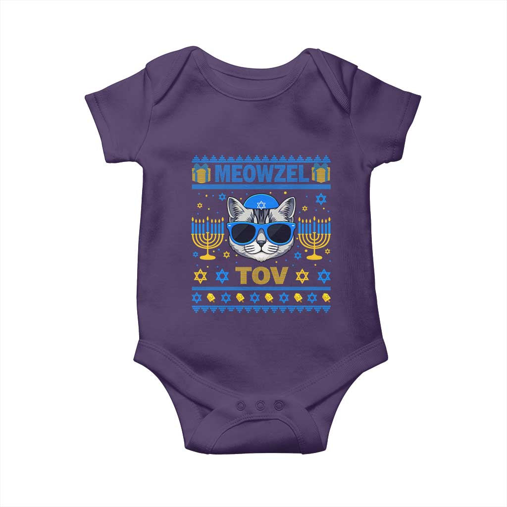 Cat Hanukkah Baby Onesie Meowzel Tov Jewish Cat Owner Ugly Chanukah TS10 Purple Print Your Wear