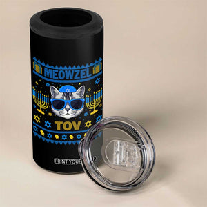 Cat Hanukkah 4 in 1 Can Cooler Tumbler Meowzel Tov Jewish Cat Owner Ugly Chanukah TS10 Print Your Wear