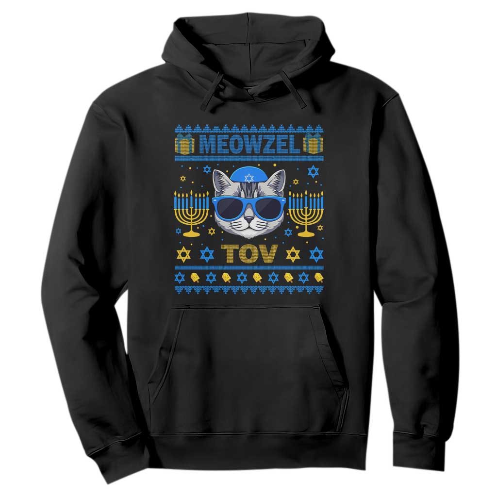 Cat Hanukkah Hoodie Meowzel Tov Jewish Cat Owner Ugly Chanukah TS10 Black Print Your Wear