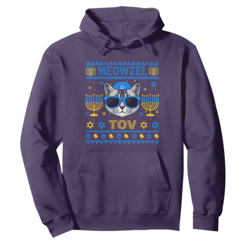 Cat Hanukkah Hoodie Meowzel Tov Jewish Cat Owner Ugly Chanukah TS10 Purple Print Your Wear