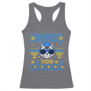 Cat Hanukkah Racerback Tank Top Meowzel Tov Jewish Cat Owner Ugly Chanukah TS10 Charcoal Print Your Wear