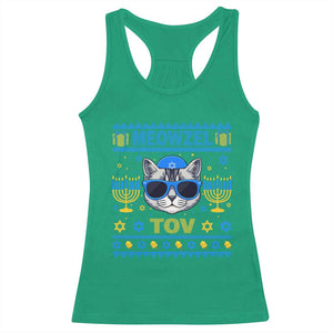 Cat Hanukkah Racerback Tank Top Meowzel Tov Jewish Cat Owner Ugly Chanukah TS10 Irish Green Print Your Wear