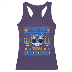 Cat Hanukkah Racerback Tank Top Meowzel Tov Jewish Cat Owner Ugly Chanukah TS10 Purple Print Your Wear