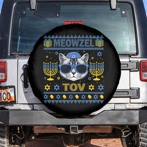 Cat Hanukkah Spare Tire Cover Meowzel Tov Jewish Cat Owner Ugly Chanukah TS10 No hole Black Print Your Wear