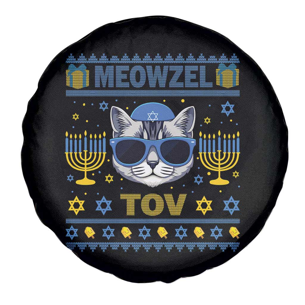 Cat Hanukkah Spare Tire Cover Meowzel Tov Jewish Cat Owner Ugly Chanukah TS10 Print Your Wear