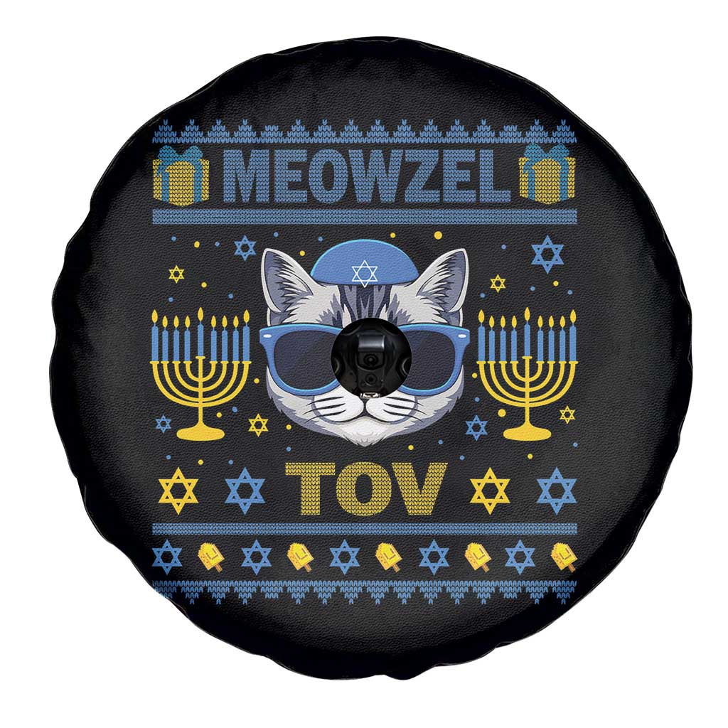 Cat Hanukkah Spare Tire Cover Meowzel Tov Jewish Cat Owner Ugly Chanukah TS10 Print Your Wear