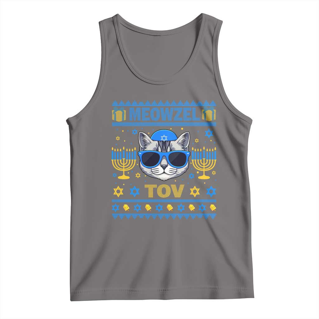 Cat Hanukkah Tank Top Meowzel Tov Jewish Cat Owner Ugly Chanukah TS10 Deep Heather Print Your Wear