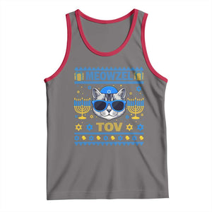 Cat Hanukkah Tank Top Meowzel Tov Jewish Cat Owner Ugly Chanukah TS10 Deep Heather Red Print Your Wear