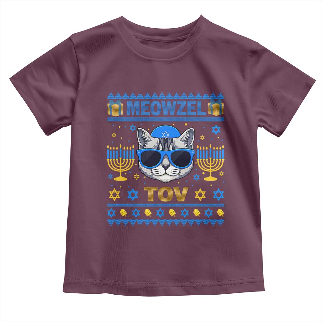 Cat Hanukkah Toddler T Shirt Meowzel Tov Jewish Cat Owner Ugly Chanukah TS10 Maroon Print Your Wear