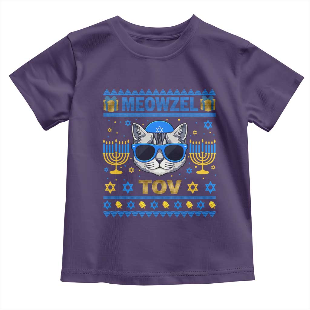 Cat Hanukkah Toddler T Shirt Meowzel Tov Jewish Cat Owner Ugly Chanukah TS10 Purple Print Your Wear