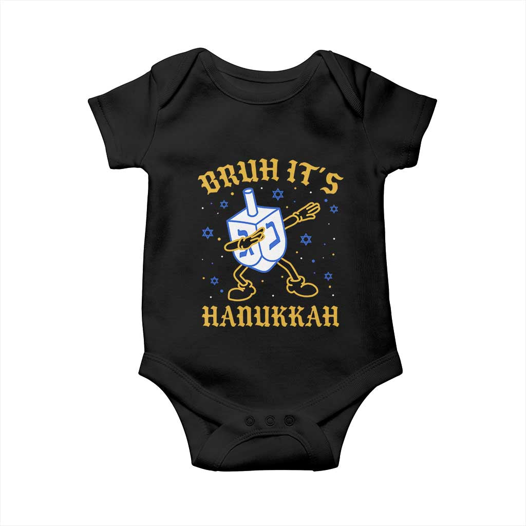 Bruh Hanukkah Baby Onesie Funny Dabbing Dreidel Love Jewish Chanukah Jew Gift TS10 Black Print Your Wear