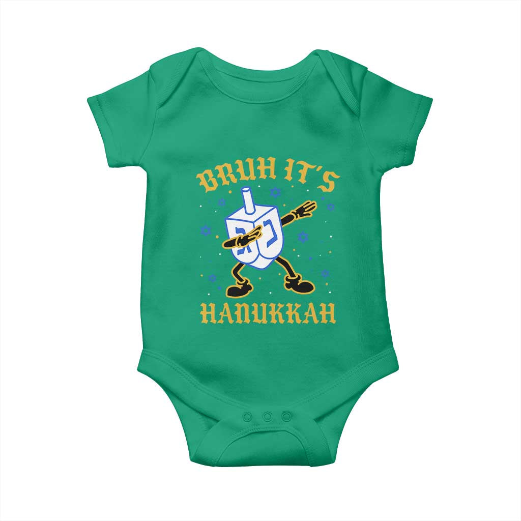 Bruh Hanukkah Baby Onesie Funny Dabbing Dreidel Love Jewish Chanukah Jew Gift TS10 Irish Green Print Your Wear