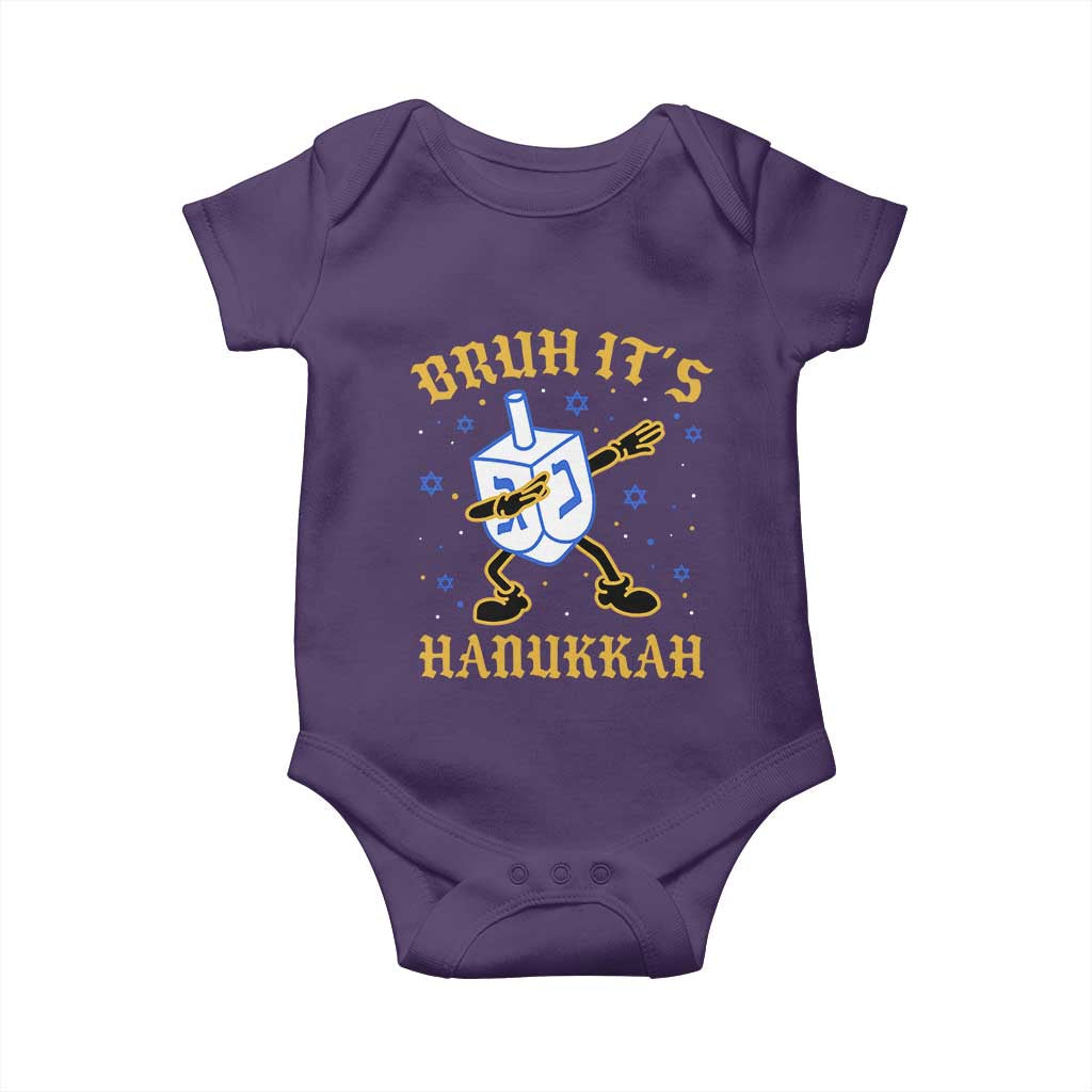 Bruh Hanukkah Baby Onesie Funny Dabbing Dreidel Love Jewish Chanukah Jew Gift TS10 Purple Print Your Wear