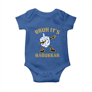 Bruh Hanukkah Baby Onesie Funny Dabbing Dreidel Love Jewish Chanukah Jew Gift TS10 Royal Blue Print Your Wear
