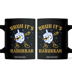 Bruh Hanukkah Coffee Mug Funny Dabbing Dreidel Love Jewish Chanukah Jew Gift TS10 Black Print Your Wear