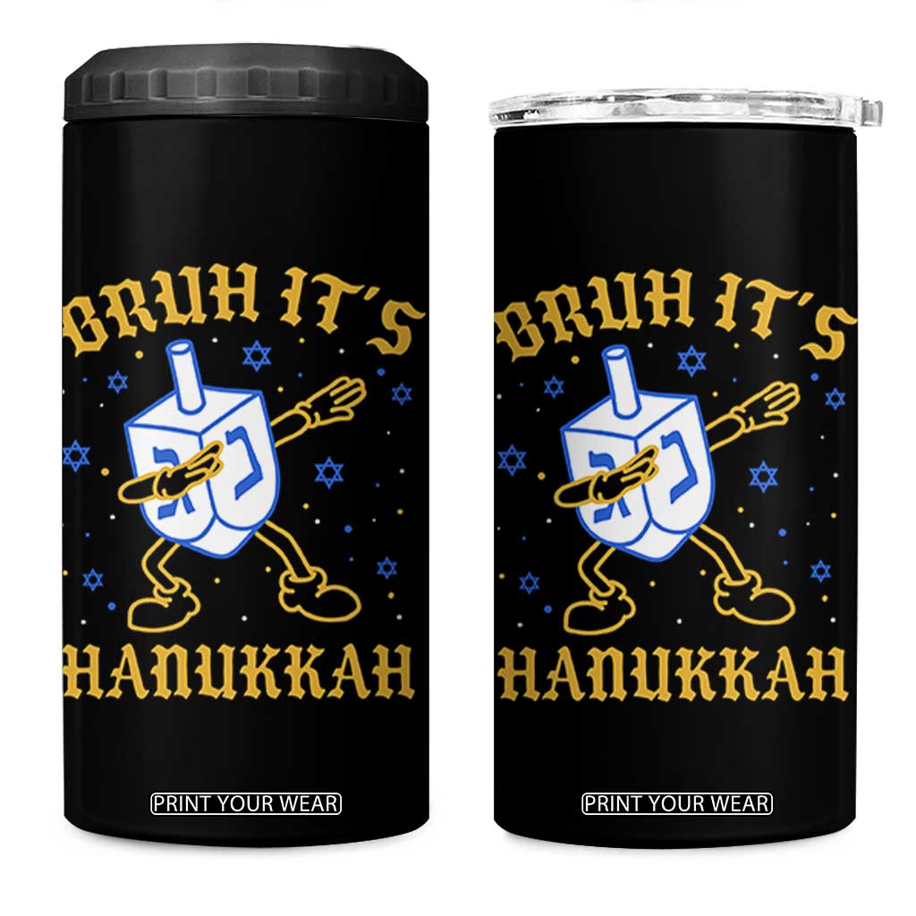 Bruh Hanukkah 4 in 1 Can Cooler Tumbler Funny Dabbing Dreidel Love Jewish Chanukah Jew Gift TS10 One Size: 16 oz Black Print Your Wear