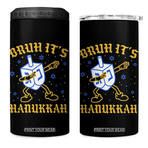 Bruh Hanukkah 4 in 1 Can Cooler Tumbler Funny Dabbing Dreidel Love Jewish Chanukah Jew Gift TS10 One Size: 16 oz Black Print Your Wear