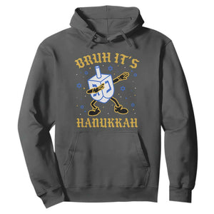 Bruh Hanukkah Hoodie Funny Dabbing Dreidel Love Jewish Chanukah Jew Gift TS10 Dark Heather Print Your Wear