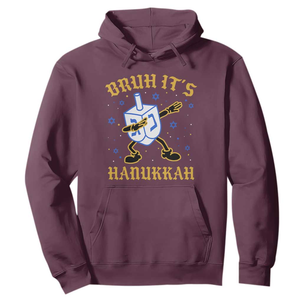 Bruh Hanukkah Hoodie Funny Dabbing Dreidel Love Jewish Chanukah Jew Gift TS10 Maroon Print Your Wear