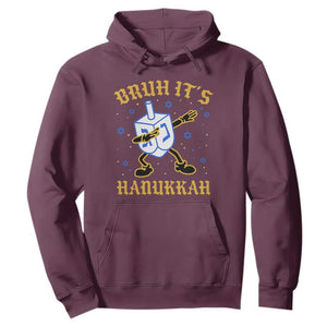 Bruh Hanukkah Hoodie Funny Dabbing Dreidel Love Jewish Chanukah Jew Gift TS10 Maroon Print Your Wear