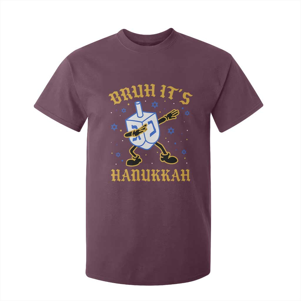 Bruh Hanukkah T Shirt For Kid Funny Dabbing Dreidel Love Jewish Chanukah Jew Gift TS10 Maroon Print Your Wear