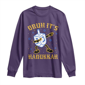 Bruh Hanukkah Long Sleeve Shirt Funny Dabbing Dreidel Love Jewish Chanukah Jew Gift TS10 Purple Print Your Wear