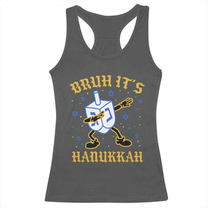 Bruh Hanukkah Racerback Tank Top Funny Dabbing Dreidel Love Jewish Chanukah Jew Gift TS10 Dark Heather Print Your Wear