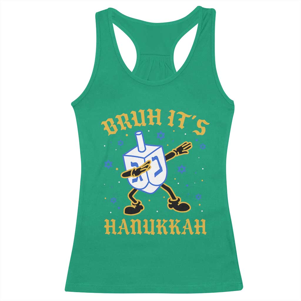 Bruh Hanukkah Racerback Tank Top Funny Dabbing Dreidel Love Jewish Chanukah Jew Gift TS10 Irish Green Print Your Wear